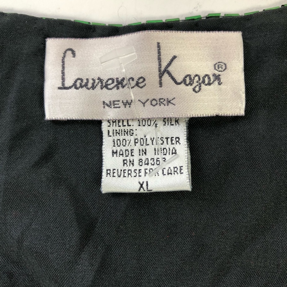 Vintage 90 Laurence Kazar bead holiday silk blazer - Picture 3 of 8